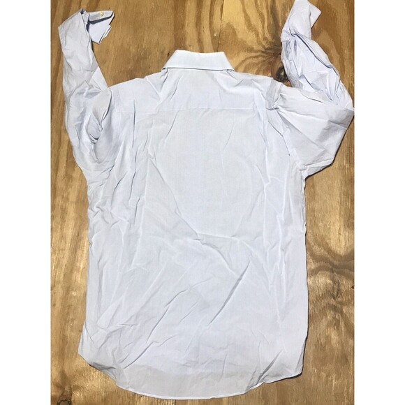 yves saint laurent button up shirt Men 15 Blue Collar Cotton Long Sleeve @G5 - Picture 2 of 8